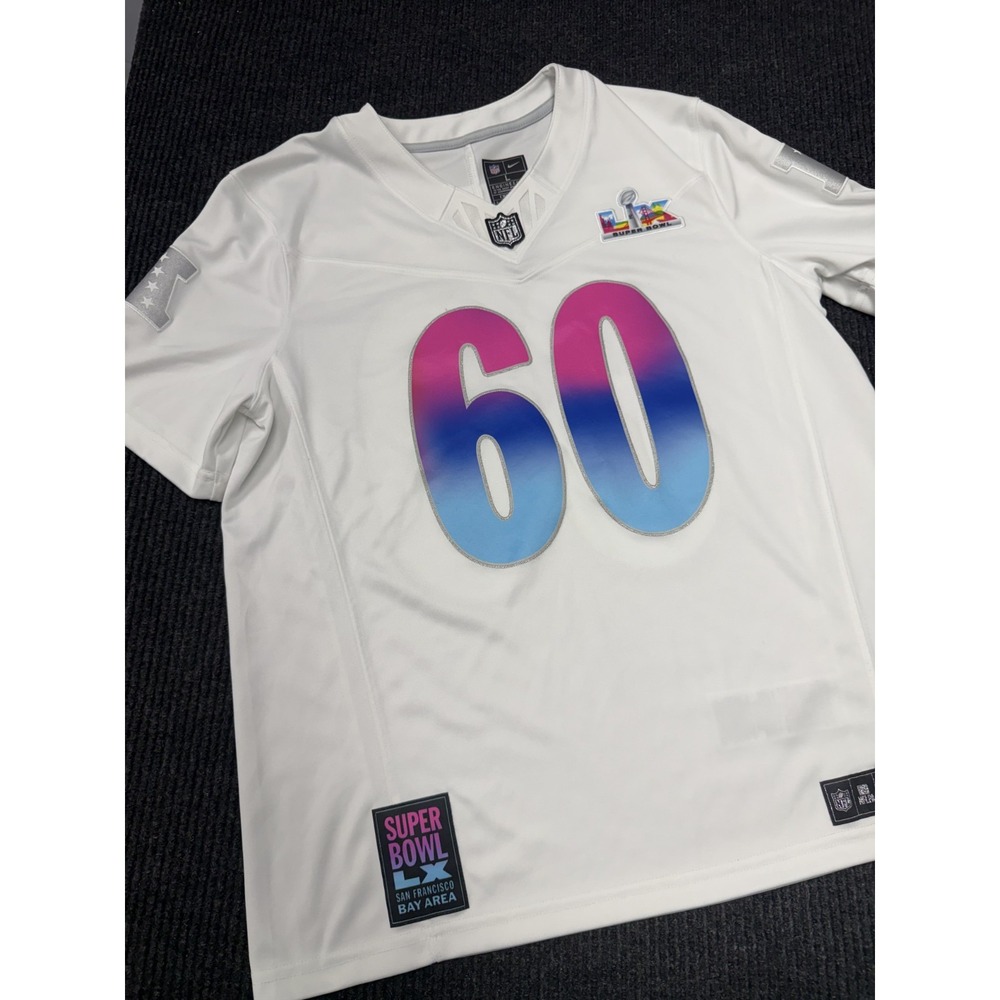 Nike Super Bowl LX 60 Jersey Men's Large White Vapor F.U.S.E. Dri-FIT 2026